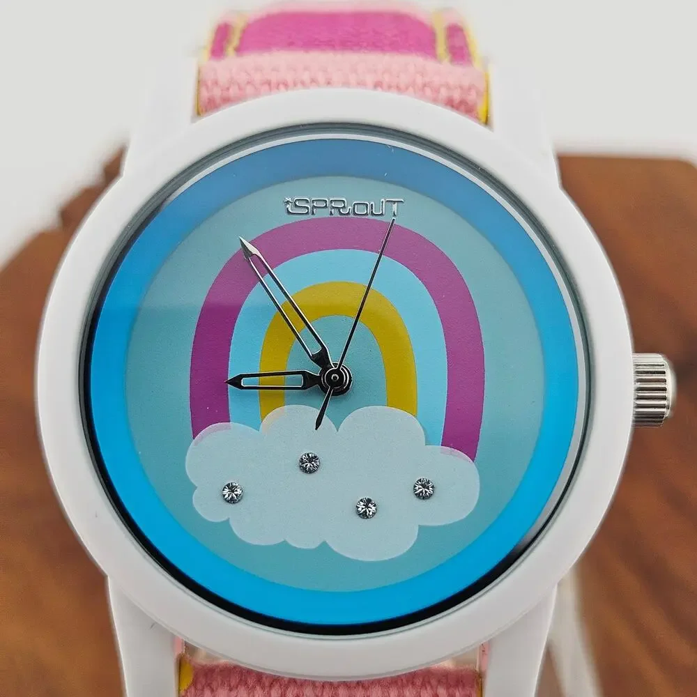 iSprout Ecofriendly Watch Blue Pink Rainbow Stripe Preppy Kawaii Statement Piece